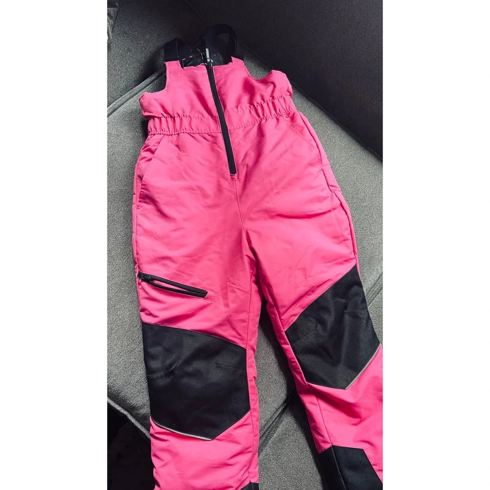 Swiss Tech Snow Bibs Kids Size M 7-8 Pink Insulated Winter Overalls